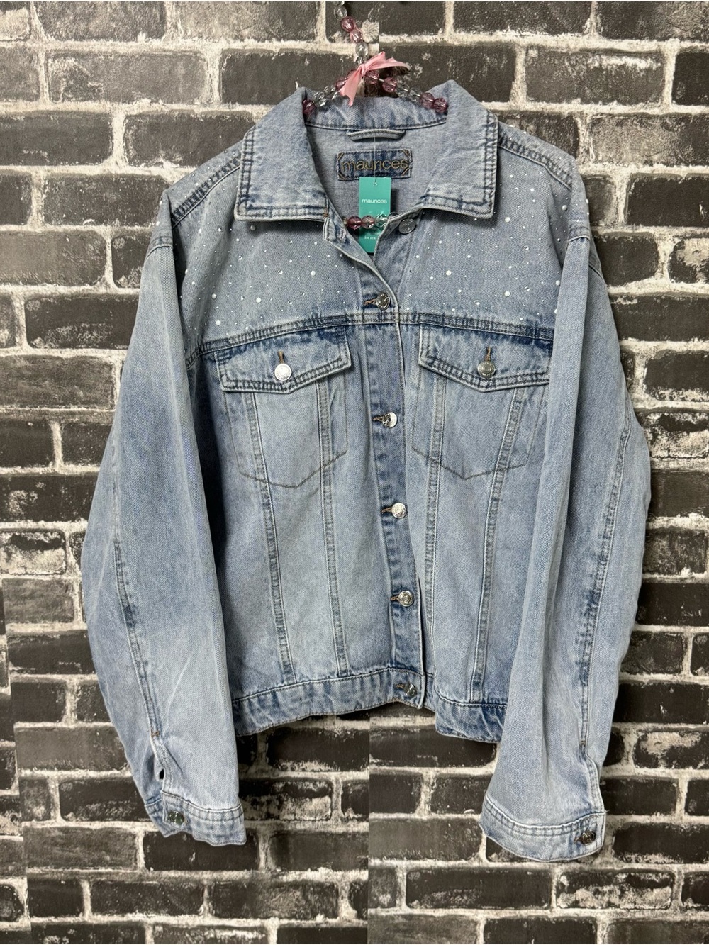 NWT Maurice’s Jean denim jacket rhinestone bling